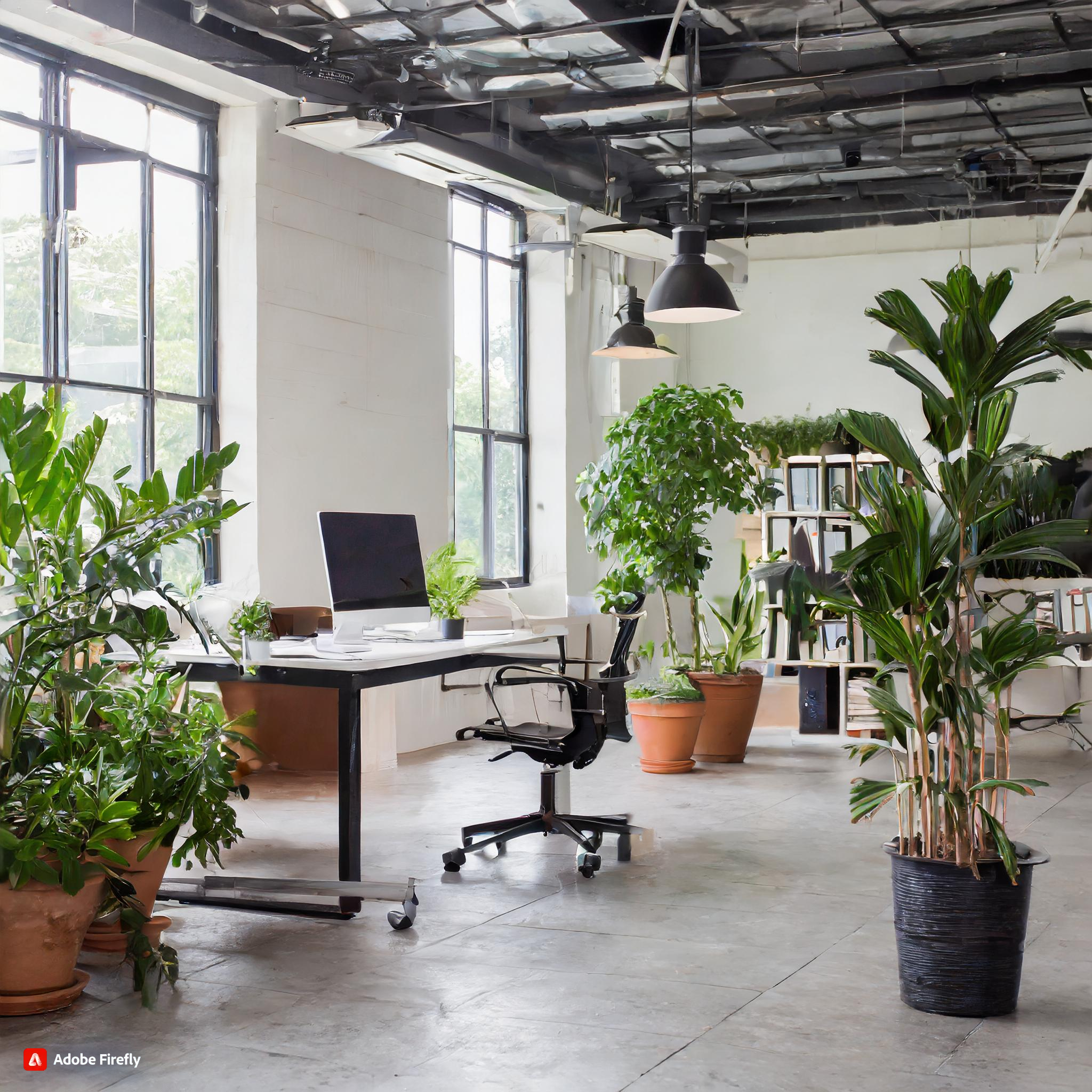 Firefly un espace de bureaux avec des plantes en pots 61007
