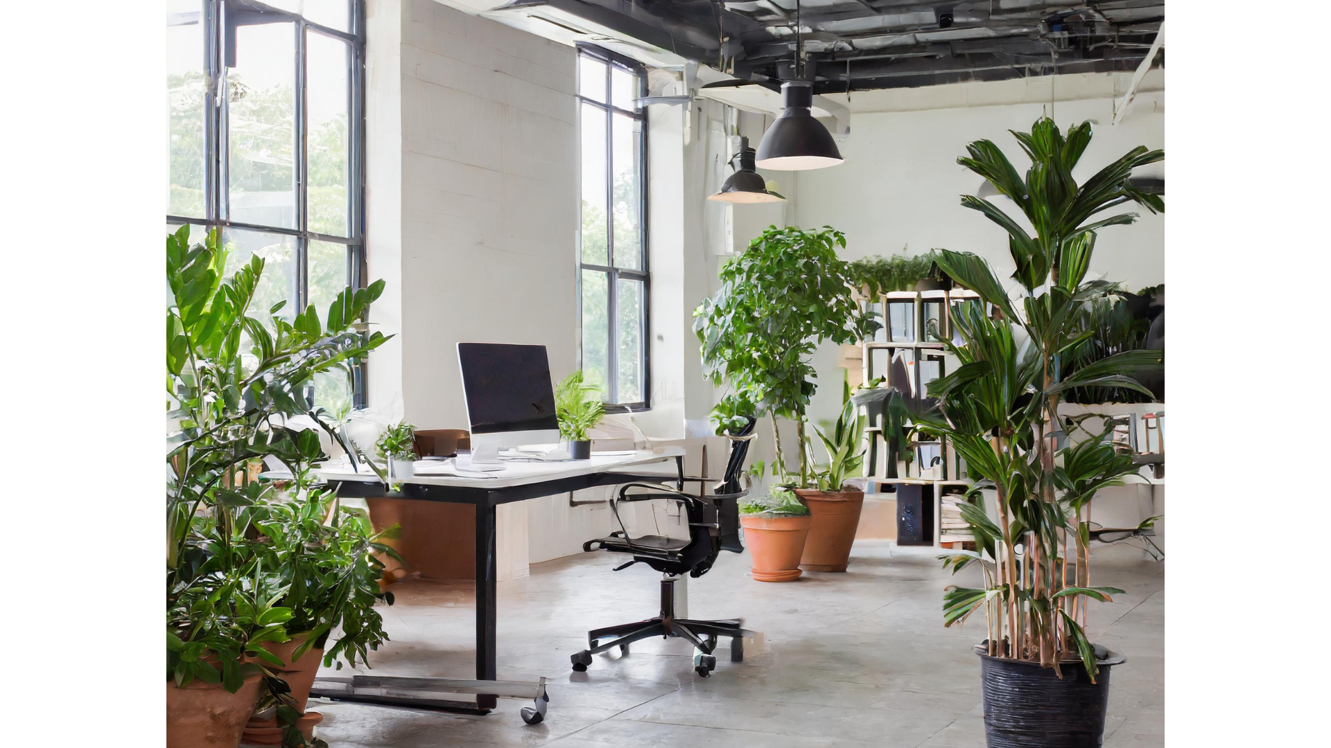 Bureau d'entreprise décoré avec des plantes en pots